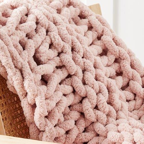 Alternating Pattern Hand Knit Blanket